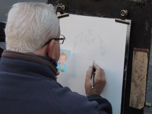 Artist drawing Cooper