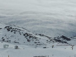 Cool cloud formations that were rolling over the peaks