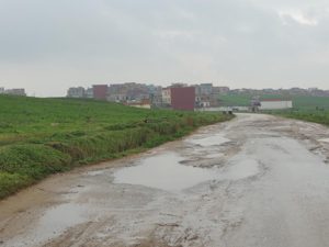 A small part of the heavily pot holed road we ended up going down.