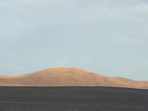Our first view of the Saharan sand dunes in Erg Chebbi