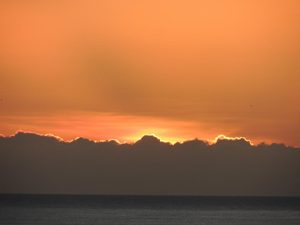 Sunset over the Atlantic from our balcony in Albufeira, Portugal