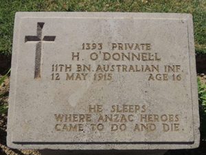 The youngest fallen Australian with a headstone at 16 years of age.
