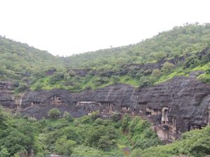 View of the 26 caves in the distance